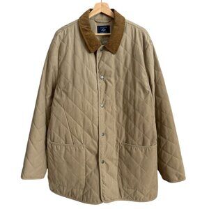Joseph Abboud Mens Quilted Chore Jacket Corduroy Collar Tan Large Rugged Workwea